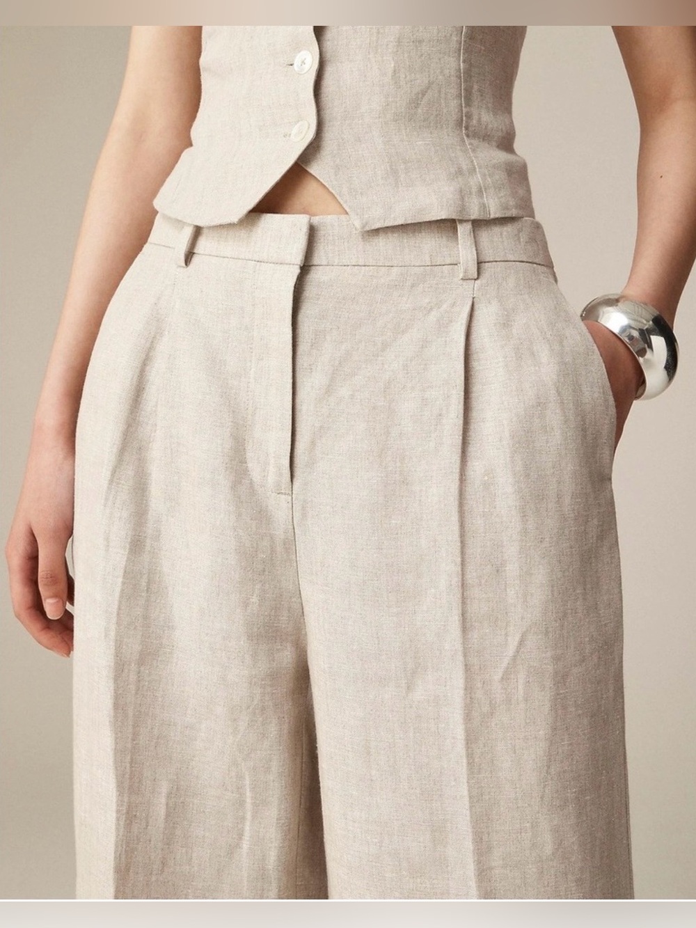 J.Crew Wide Leg Essential Pant in Linen